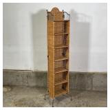 FOLDING STEEL & WICKER RACK | Narrow storage rack; h. 47 x w. 10 in. 