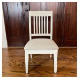 SINGLE WHITE SIDE CHAIR | White painted side chair with a cushioned upholstered seat [fabric with so