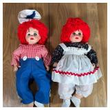 RAGGEDY JIM & JERRI | Two Dolls by Jerri: Raggedy Jim and Raggedy Jerri, each in original cardboard 