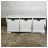 KIDKRAFT CUBBY BENCH | White painted bench with three storage cubbies / pull out bins; h. 16-1/2 x w