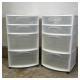 (2pc) STERILITE DRAWERS | Rolling organizers: plastic drawers on casters, each with four drawers; h.