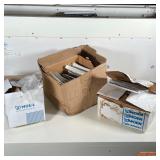 GROUP MISC. HOUSEHOLD HARDWARE | Including misc. hinges, 4 boxes of Baldwin classic knobs, interior 