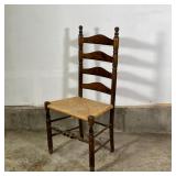 SINGLE LADDER BACK CHAIR | Side chair with a rush seat; h. 41 x w. 20 x d. 16 in. 