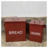 (2pc) KITCHEN TINS | Including a "bread" box and a "cracker" box (bread h. 12 x w. 13 x d. 10 in.) 