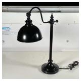 ADJUSTABLE TABLE LAMP | Black painted desk lamp with adjustable head / shade; h. 23-3/4 x w. 15 x d.