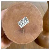 (5pc) CANDLE HOLDERS | Including a pair of Pottery Barn wood candlesticks made in the Philippines (h