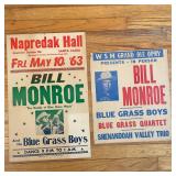 (2pc) BILL MONROE POSTERS | Two concert posters: "W S M Grand Ole Opry Presents - In Person / Bill M