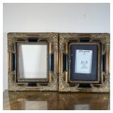 PAIR GILT CARVED FRAMES | Matching picture frames, 8 x 10 in. black mat with a 5 x 7 in. insert