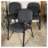 (3pc) BLACK CONFERENCE CHAIRS | With upholstered seats and backrests; h. 33 x w. 22 x d. 24 in. 