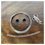 (5pc) MEXICAN STERLING JEWELRY | Including a sterling silver bracelet, necklace, pair of grape earri