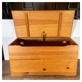 WOODEN STORAGE CHEST | Having a hinged lid; h. 15 x w. 30 x d. 14-3/4 in. [with some marks/wear, as 