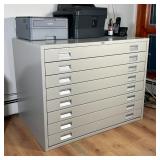 VINTAGE FILE CABINET | Hobart Cabinet Co., Ohio label, with 8 flat file drawers, each with two handl