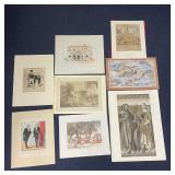 (8pc) FRENCH PRINTS | French and other prints, including a "Actualites" print of two gentleman...