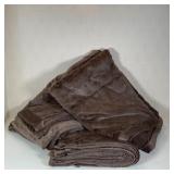 (3pc) RESTORATION HARDWARE BLANKETS | 3 soft brown Restoration Hardware faux fur throw blankets [all