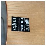 Burled veneer bent plywood on black enameled metal frames