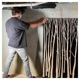 (3pc) DECORATIVE WOOD PANELS | Black-painted panels with carved tree design, one with Palecek label 