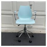 KARTELL DESK CHAIR | "Maui" computer chair designed by Vico Magistretti, having a light blue seat