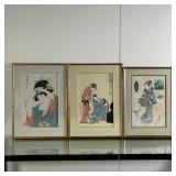 (3pc) JAPANESE WOODBLOCK PRINTS | Including an early woodblock print, appearing to be on old paper