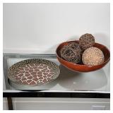 (5pc) DECORATIVE ACCENTS | Including a rust colored center bowl signed on the bottom "Alex Marshall 