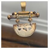 JAYNE DeMARCAY PENDANT | 14k gold and sterling silver contemporary style pendant, signed and stamped