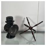 (2pc) LAMP & OTHER DECOR | Including an antique Deitz Union Driving Lamp and a turned wood decorativ