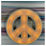 LIGHT UP PEACE SIGN | Peace sign wall hanging with lightbulbs; dia. 20-1/4 in. 