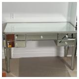 MIRRORED VANITY TABLE | With two mirrored drawers flanking a center drawer, each with clear glass pu
