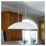 FROSTED GLASS LIGHT FIXTURE | Brushed steel and frosted glass suspended ceiling light fixture, with 