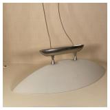 FROSTED GLASS LIGHT FIXTURE | Brushed steel and frosted glass suspended ceiling light fixture, with 
