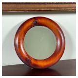 PORTHOLE MIRROR | Having a nicely figured wood frame; dia. 5-1/2 in. 