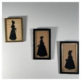 (3pc) ANTIQUE SILHOUETTES | Each with a full-length figure; approx. 10 x 7 in. framed 