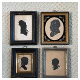 (4pc) ANTIQUE SILHOUETTES | Each 6 x 4-1/2 in. 