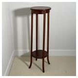 TALL WOODEN PLANT STAND | Line inlay, h. 39 x dia. 12 in. 