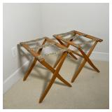 PAIR LUGGAGE RACKS | Folding luggage holders, stitched supports; 19 x 22 x 15 in. 