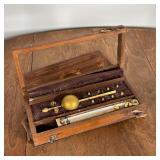 ANTIQUE VINTNERS TOOLS | Thermometer and other device in a fitted box (box extensively damaged; aged