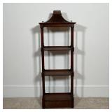 HANGING WALL SHELF | Having a sculpted top over three open shelves over a single drawer; 36 x 12 x 6