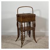 VICTORIAN BASKET ON STAND | Woven all one piece; 34 x 17 x 13 in. 