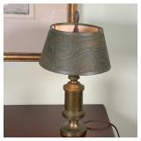 BRASS TURNED LAMP | Antique fluid lamp converted to electricity; h. 12-1/2 in. 