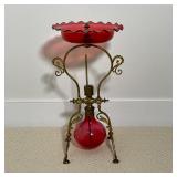 FLUID LAMP / HEATER | Blown red glass; 19-1/2 x 12 in. 