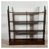 HANGING DOUBLE WALL SHELF | Pierced openwork sides, four open shelves over two drawers; 39 x 36 x 8 