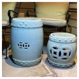 PAIR PORCELAIN GARDEN SEATS | h. 13 in. 