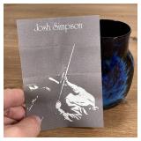 JOSH SIMPSON ART GLASS | blown glass vessel in blue and black; h. 4-1/4 in. 