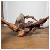 WOOD ROOT & STONE SCULPTURE | h. 5 x 21 x 9 in. 