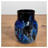 JOSH SIMPSON ART GLASS | blown glass vessel in blue and black; h. 4-1/4 in. 