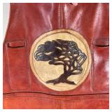 LEATHER WOODWORKING APRON | custom made from heavy leather with a tree-form stitched emblem, very...