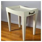LOW TRAY TABLE | white tray-form side table with two handles; h. 19 x 20 x 12 in. 