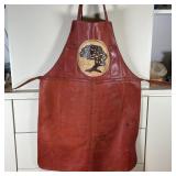 LEATHER WOODWORKING APRON | custom made from heavy leather with a tree-form stitched emblem, very...