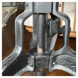 Made from refurbished steel and cast iron from old factories and warehouses, table height adjusts...