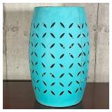 TURQUOISE SIDE TABLE | Turquoise painted metal openwork side table, can be for drinks or plant stand