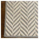 HERRINGBONE AREA RUG | Grey and white chevron pattern area rug by Pottery Barn; 8 x 10 ft.